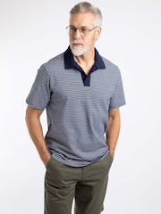 Weird Fish Blue Virgil Striped Polo Shirt - Image 1 of 9