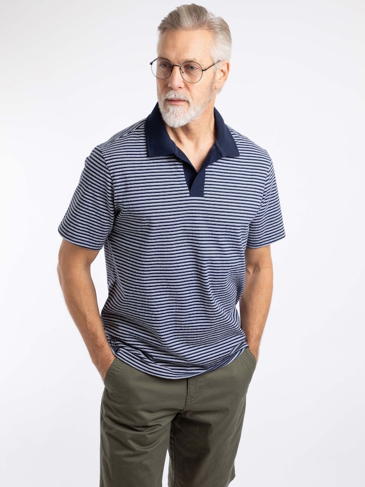 Weird Fish Blue Virgil Striped Polo Shirt - Image 1 of 9