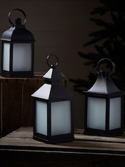 Lights4fun Black 3 Flame Effect Garden Lanterns - Image 2 of 2