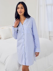 Chelsea Peers Blue Organic Cotton Soleil Stripe Print Nightshirt - Image 3 of 6