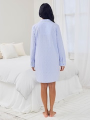 Chelsea Peers Blue Organic Cotton Soleil Stripe Print Nightshirt - Image 4 of 6