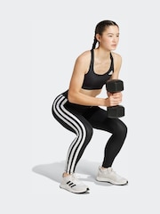 adidas Black Optimé Essentials 3-Stripes 7/8 Leggings - Image 3 of 6