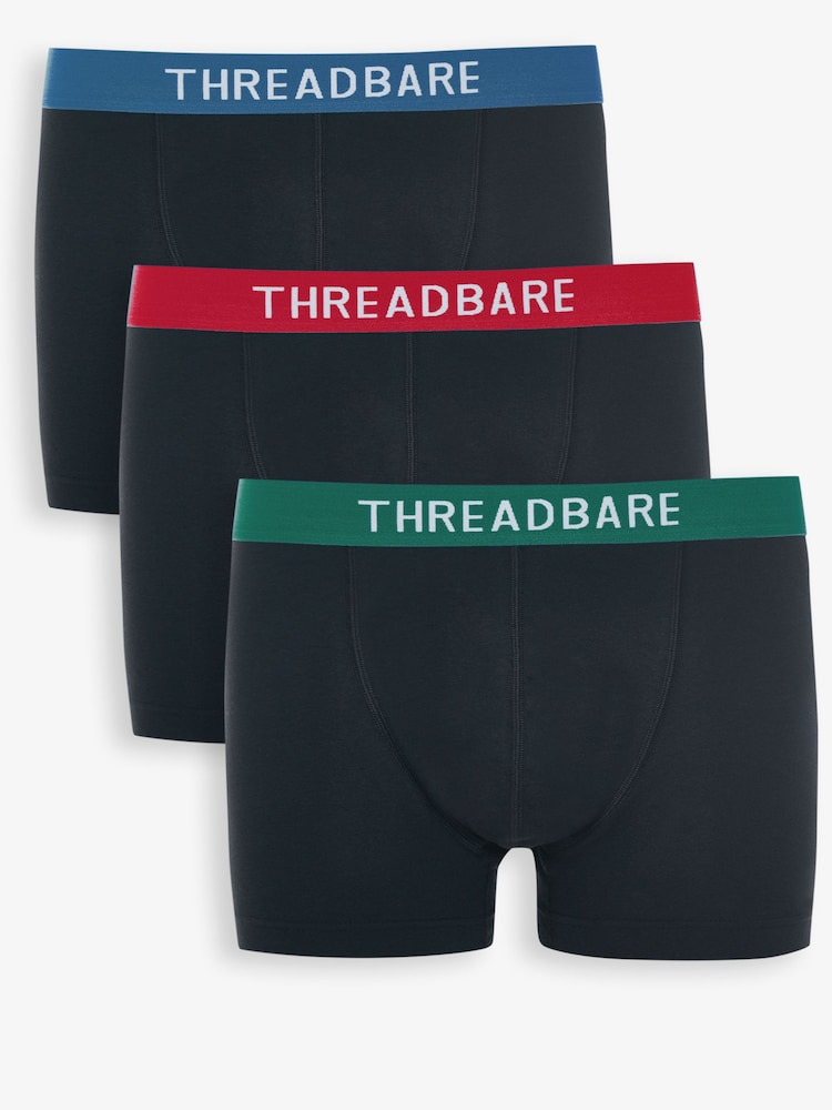 Threadbare Black Hipster Fit Boxer Shorts 3 Pack - Image 1 of 4