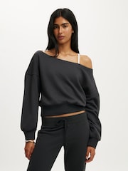 Cotton On Grey Relaxed Off Shoulder Jumper - Image 1 of 4