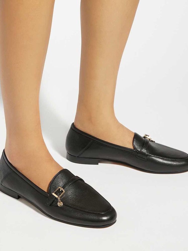 Dune London Black Leather Greya Loafers - Image 1 of 6