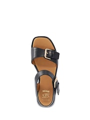 Dune London Black Wide Fit Leather Wide Fit Licia Flat Sandals - Image 5 of 6