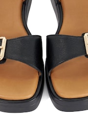 Dune London Black Wide Fit Leather Wide Fit Licia Flat Sandals - Image 6 of 6