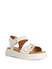 Dune London Natural Wide Fit Leather Wide Fit Licia Flat Sandals - Image 3 of 6