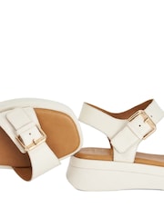 Dune London Natural Wide Fit Leather Wide Fit Licia Flat Sandals - Image 6 of 6