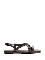 Dune London Brown Leather Lite Casual Sandals - Image 2 of 6