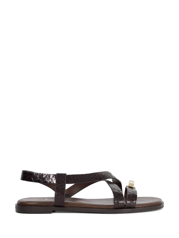 Dune London Brown Leather Lite Casual Sandals - Image 2 of 6