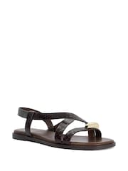Dune London Brown Leather Lite Casual Sandals - Image 3 of 6