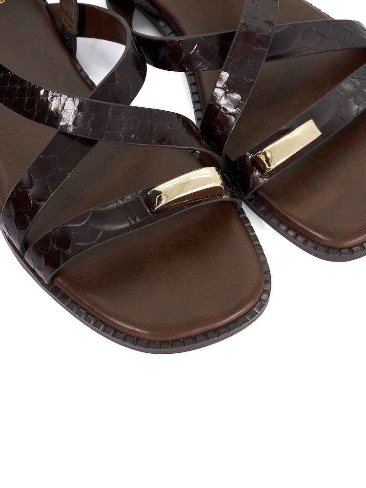 Dune London Brown Leather Lite Casual Sandals - Image 6 of 6