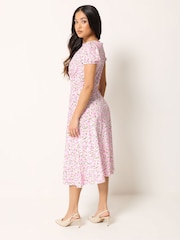 PixieGirl Petite Pink Empire Midi Dress - Image 3 of 5