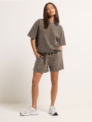 PixieGirl Petite Brown Acid Wash Sweat Top & Shorts Set - Image 3 of 5