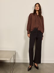 BHOEM Navy Cropped Flare Trousers - Image 3 of 6