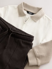 Tan Brown Long Sleeve Polo Top and Joggers Set (3mths-7yrs) - Image 4 of 5