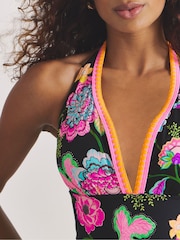 Figleaves Black Halterneck Plunge Swimsuit - Image 4 of 4