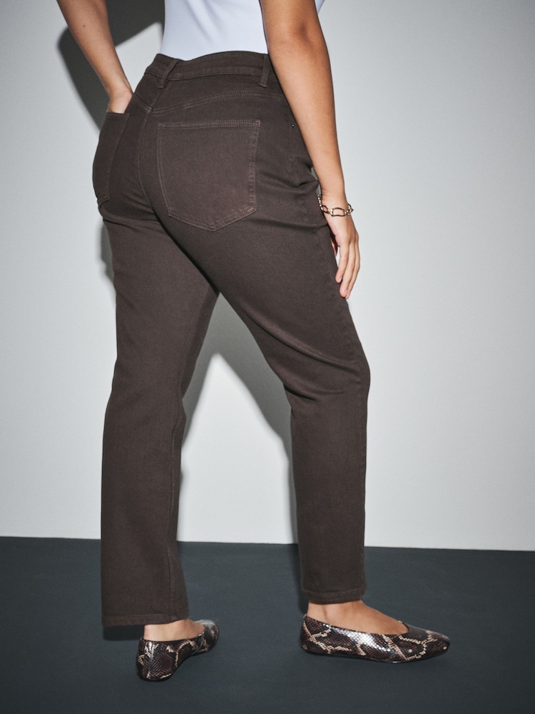 Chocolate Brown Mid Rise Slim Stretch Hourglass Jeans - Image 2 of 8 Chocolate Brown Mid Rise Slim Stretch Hourglass Jeans - Image 2 of 8