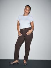 Chocolate Brown Mid Rise Slim Stretch Hourglass Jeans - Image 6 of 8