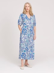 Finery Blue Logan Floral Midi Dress - Image 1 of 4