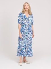 Finery Blue Logan Floral Midi Dress - Image 2 of 4