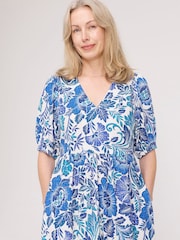 Finery Blue Logan Floral Midi Dress - Image 3 of 4