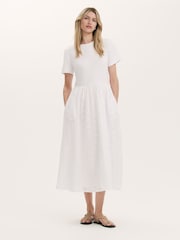 Alb - Finery Brea Embroidered Cotton Rich Midi Dress - Imaginea 1 din 4