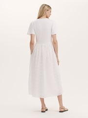 Alb - Finery Brea Embroidered Cotton Rich Midi Dress - Imaginea 4 din 4