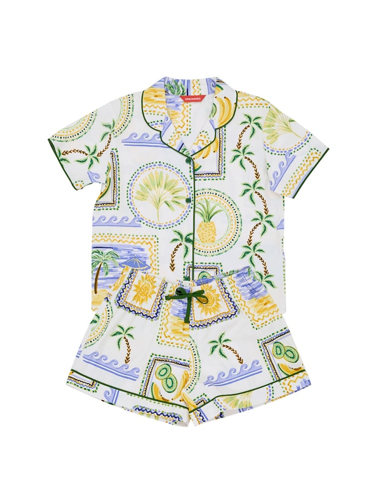 Cyberjammies Green Postcard Print Short Sleeve Shorty Set - Image 4 of 4 Cyberjammies Green Postcard Print Short Sleeve Shorty Set - Image 4 of 4