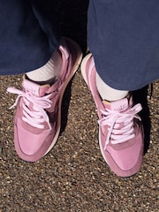 self. Pink Mixed Material Panel Lace Up Trainers - Image 2 of 3