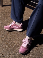 self. Pink Mixed Material Panel Lace Up Trainers - Image 3 of 3