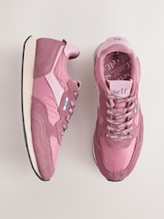 self. Pink Mixed Material Panel Lace Up Trainers - Image 5 of 9