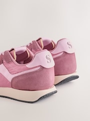self. Pink Mixed Material Panel Lace Up Trainers - Image 9 of 9