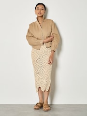 Apricot Natural Pleat Detail Bomber Jacket - Image 1 of 5