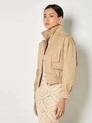 Apricot Natural Pleat Detail Bomber Jacket - Image 3 of 5