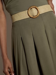 Apricot Green Boho Slub Belted Midi Skirt - Image 4 of 4