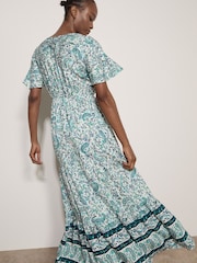 أزرق - Apricot Paisley Print Tiered Maxi Dress - Image 3 of 5