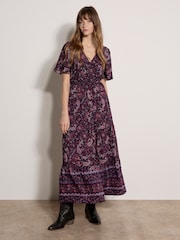 وردي - Apricot Paisley Print Tiered Maxi Dress - Image 1 of 5