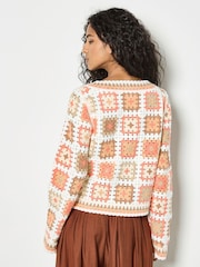 Apricot Orange Crochet Squares Jumper - Image 2 of 5