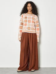 Apricot Orange Crochet Squares Jumper - Image 3 of 5