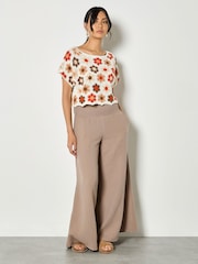 Apricot Orange Hexagon Flowers Crochet Top - Image 2 of 4