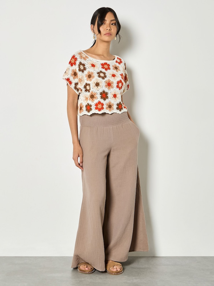 Apricot Orange Hexagon Flowers Crochet Top - Image 2 of 4