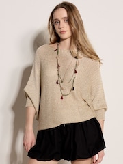 Apricot Gold Shimmer Open Knit Jumper - Image 1 of 5