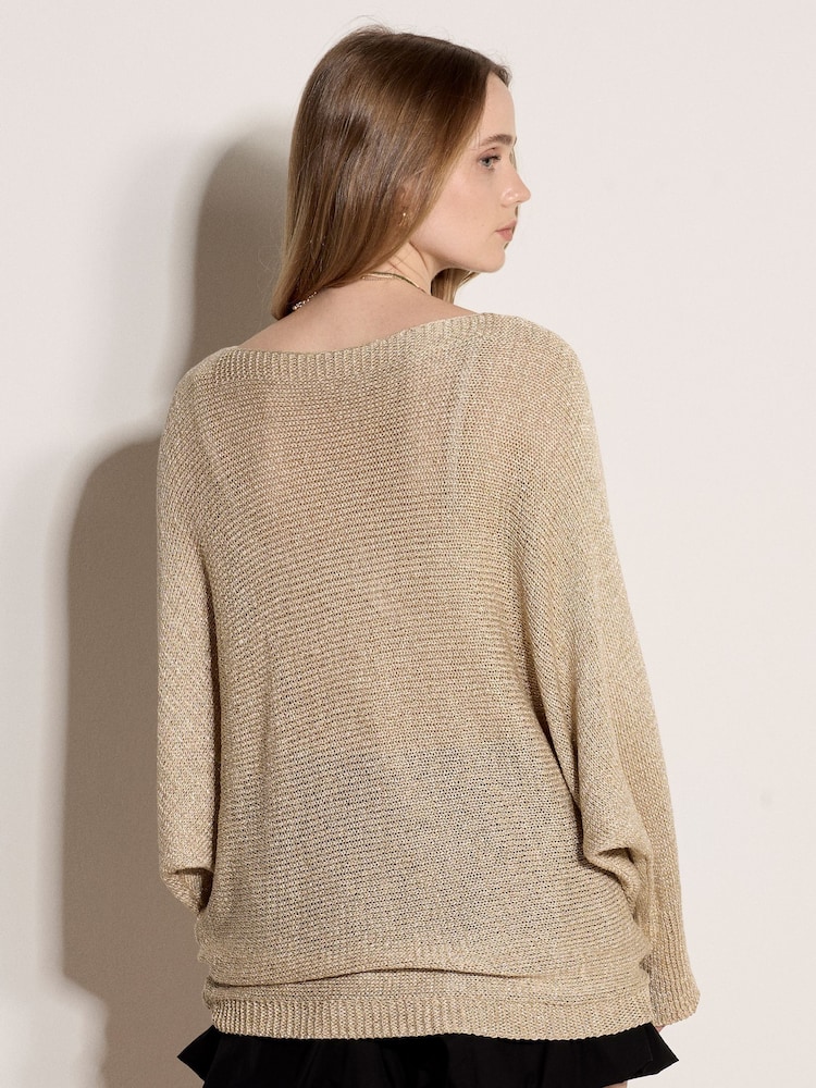 Apricot Gold Shimmer Open Knit Jumper - Image 2 of 5