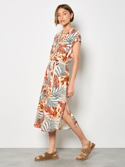Apricot Green Leaf Shirt Midi Dress - Image 2 of 4