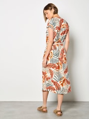 Apricot Green Leaf Shirt Midi Dress - Image 3 of 4