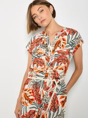 Apricot Green Leaf Shirt Midi Dress - Image 4 of 4