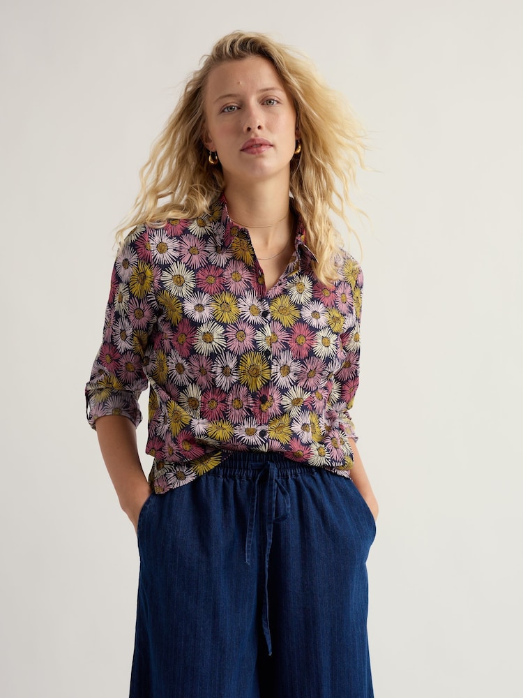 Seasalt Cornwall Floral Navy Larissa Shirt - Image 2 of 6 Seasalt Cornwall Floral Navy Larissa Shirt - Image 2 of 6