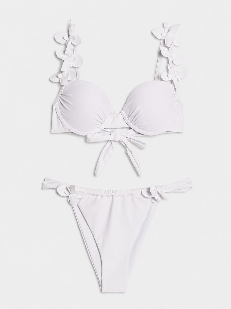 River Island White Cut Out Flower Bikini Set - Image 1 of 1